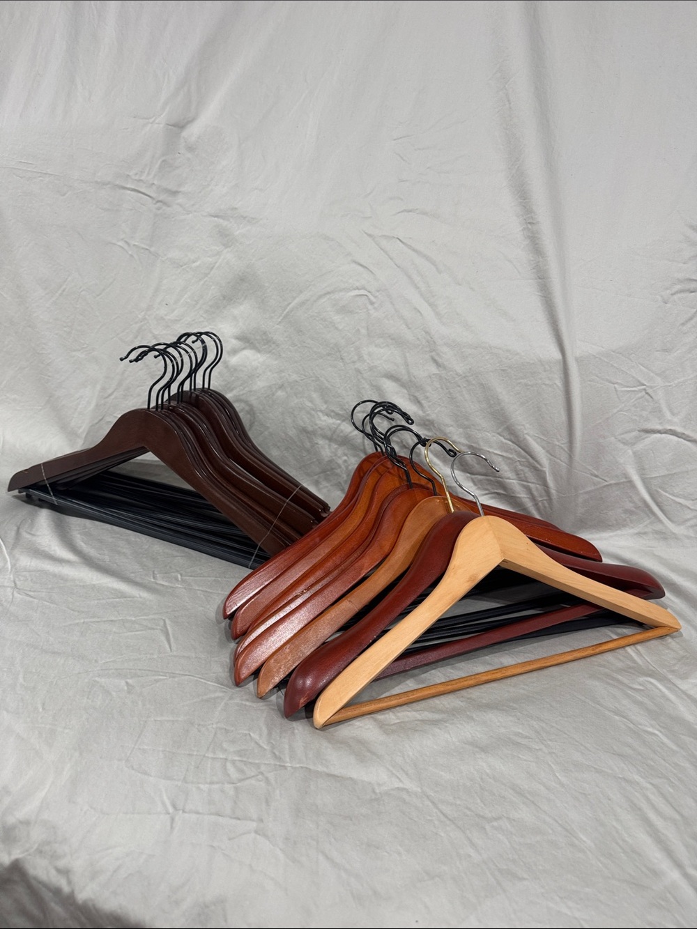 Wooden Suit Hangers - Brown & Natural Finish (Set #7)